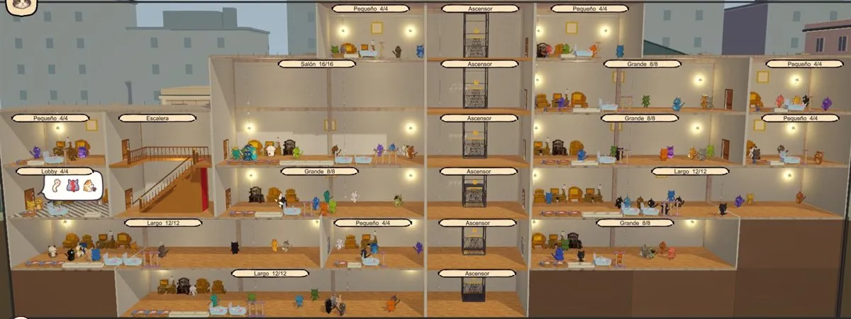 La mansión de Gatookie por dentro, con sus habitaciones llenas de gatos